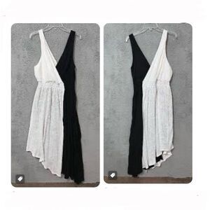 Chelsea & Theodore Black and White Asymmetrical Midi Dress